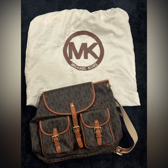 Michael Kors Brown and Tan Backpack with Leather Accents - Picture 3 of 4